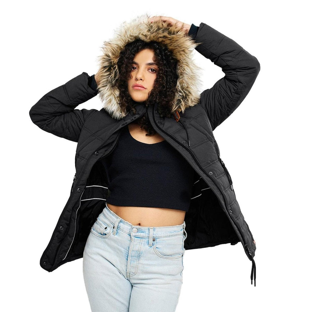 Chamarra capitonada con gorro desmontable — Black