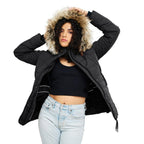 Chamarra capitonada con gorro desmontable — Black