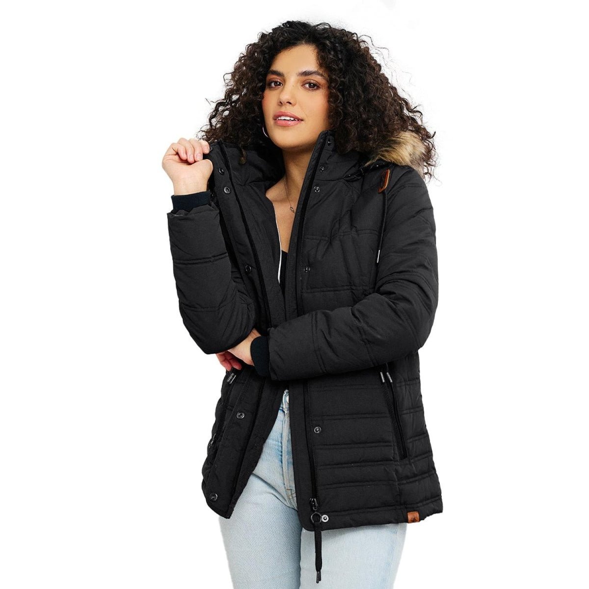 Chamarra capitonada con gorro desmontable — Black