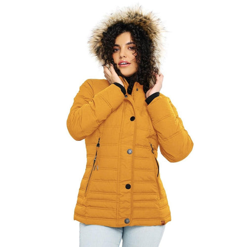 Chamarra capitonada con gorro desmontable — Mustard