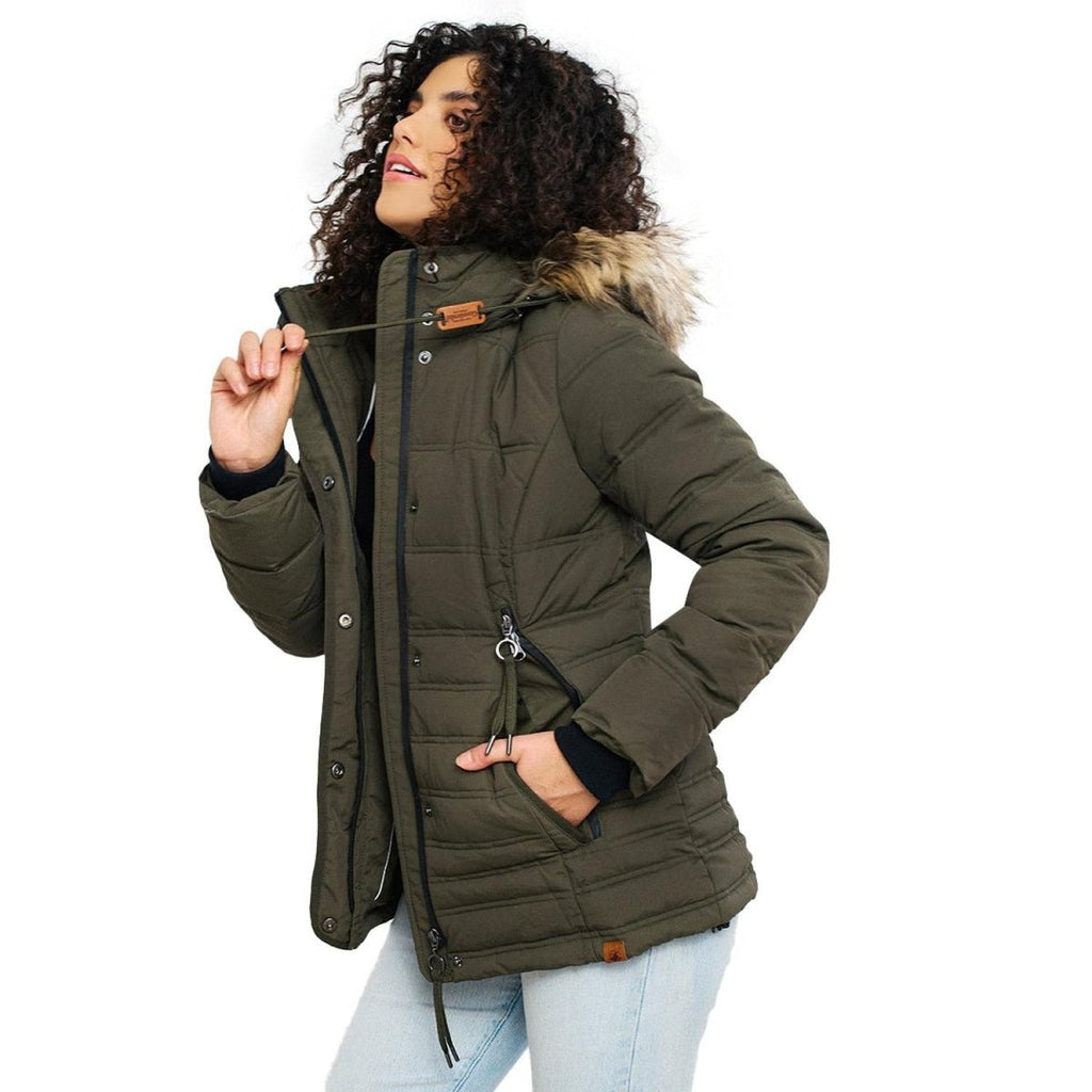 Chamarra capitonada con gorro desmontable — Olive