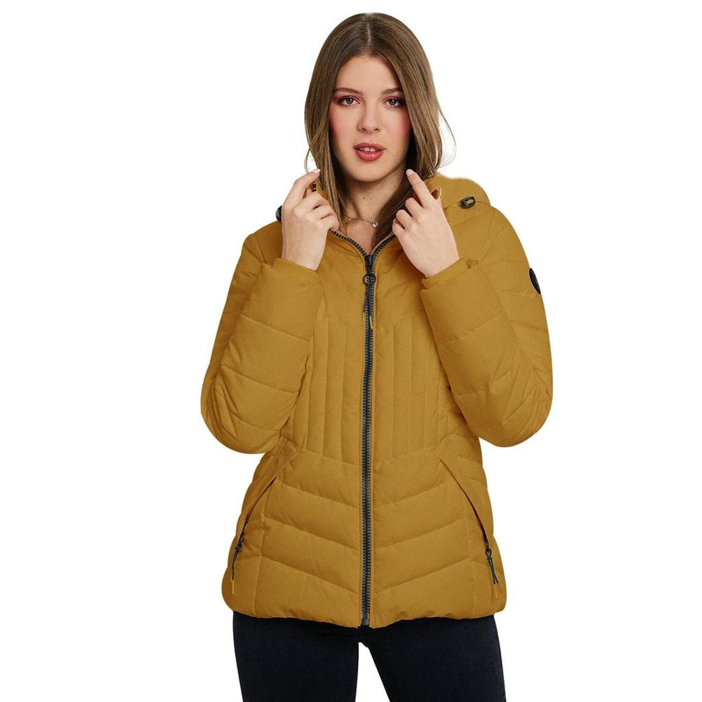 Chamarra capitonada con gorro desmontable y forro de peluche — Honey