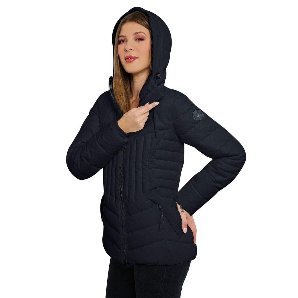 Chamarra capitonada con gorro desmontable y forro de peluche — Navy