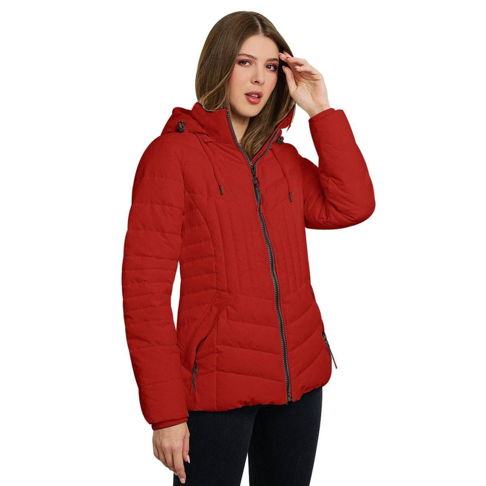 Chamarra capitonada con gorro desmontable y forro de peluche — Red Flame