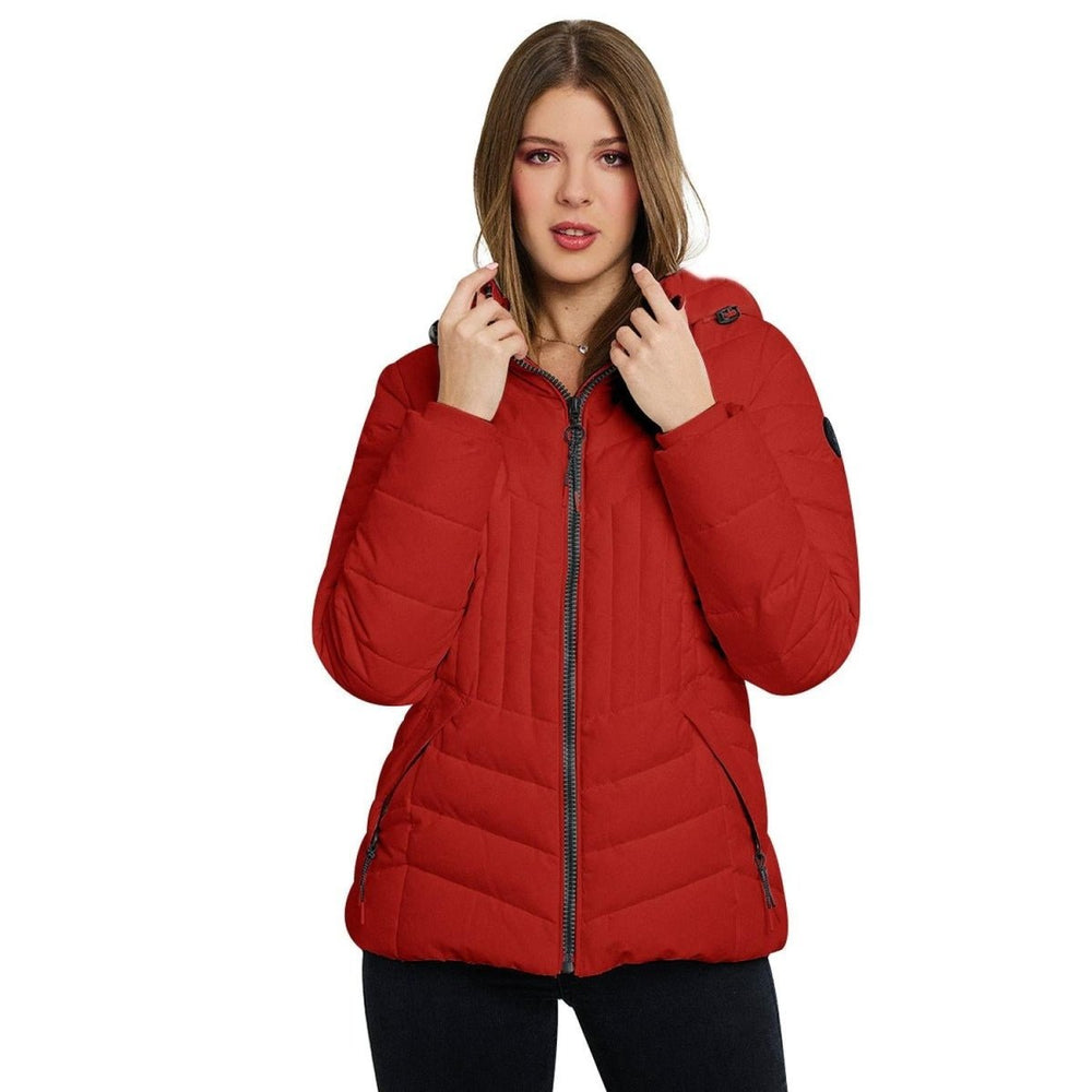 Chamarra capitonada con gorro desmontable y forro de peluche — Red Flame