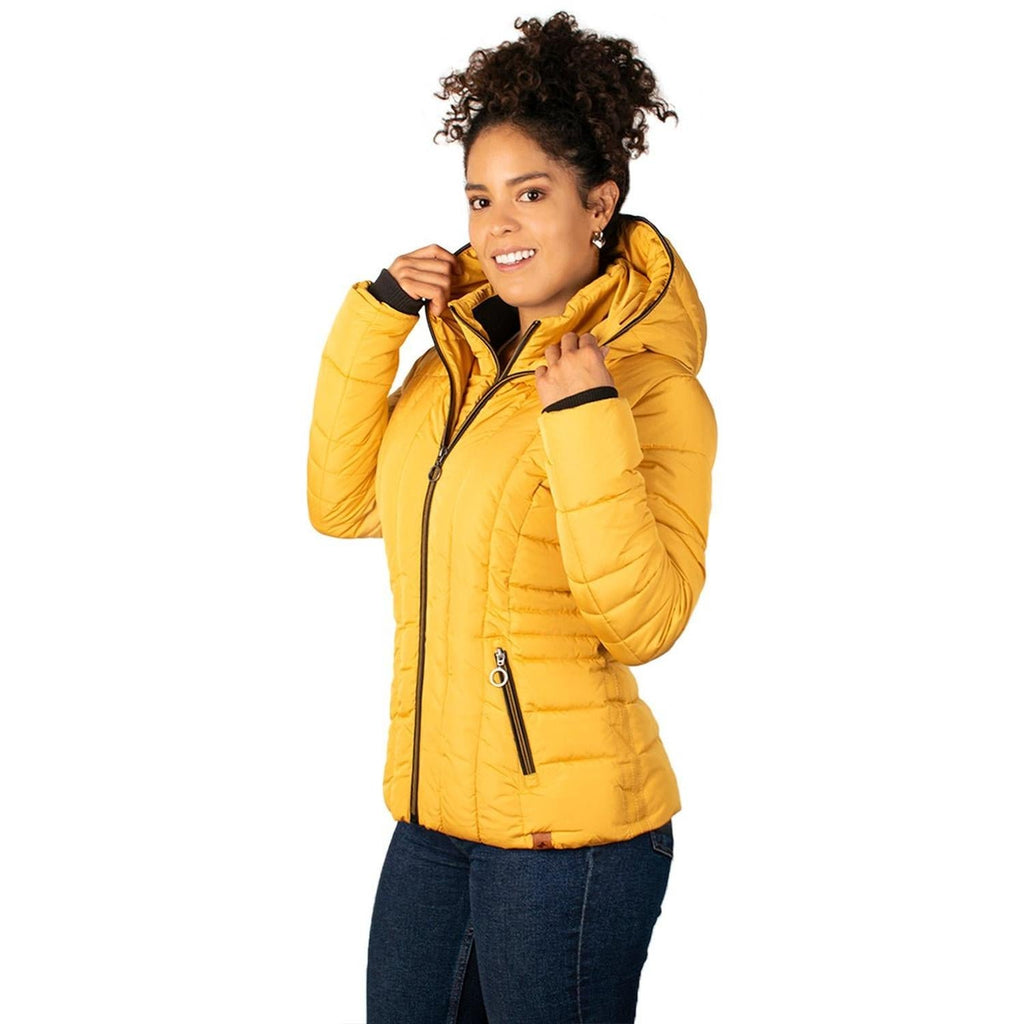 Chamarra capitonada con gorro fijo tipo capucha — Mustard