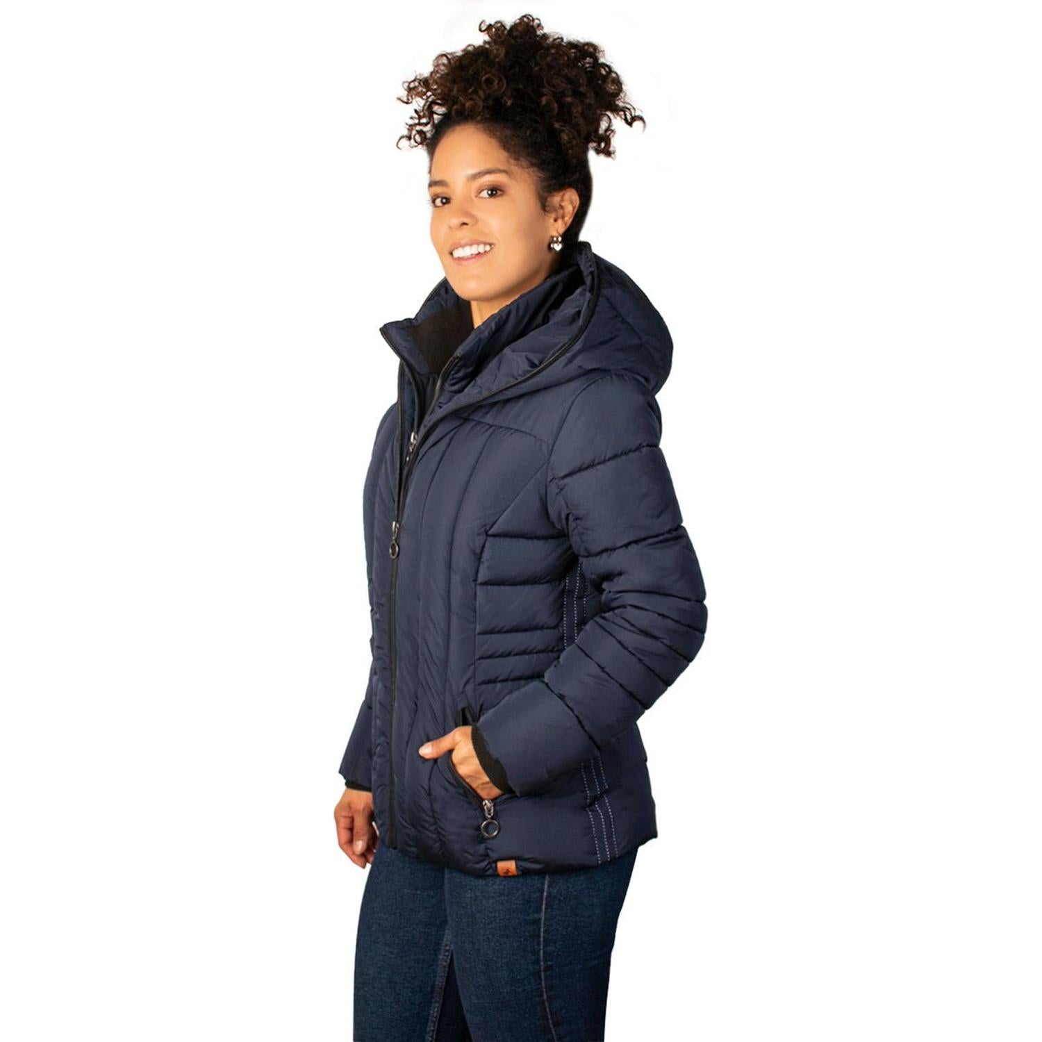 Chamarra capitonada con gorro fijo tipo capucha — Navy