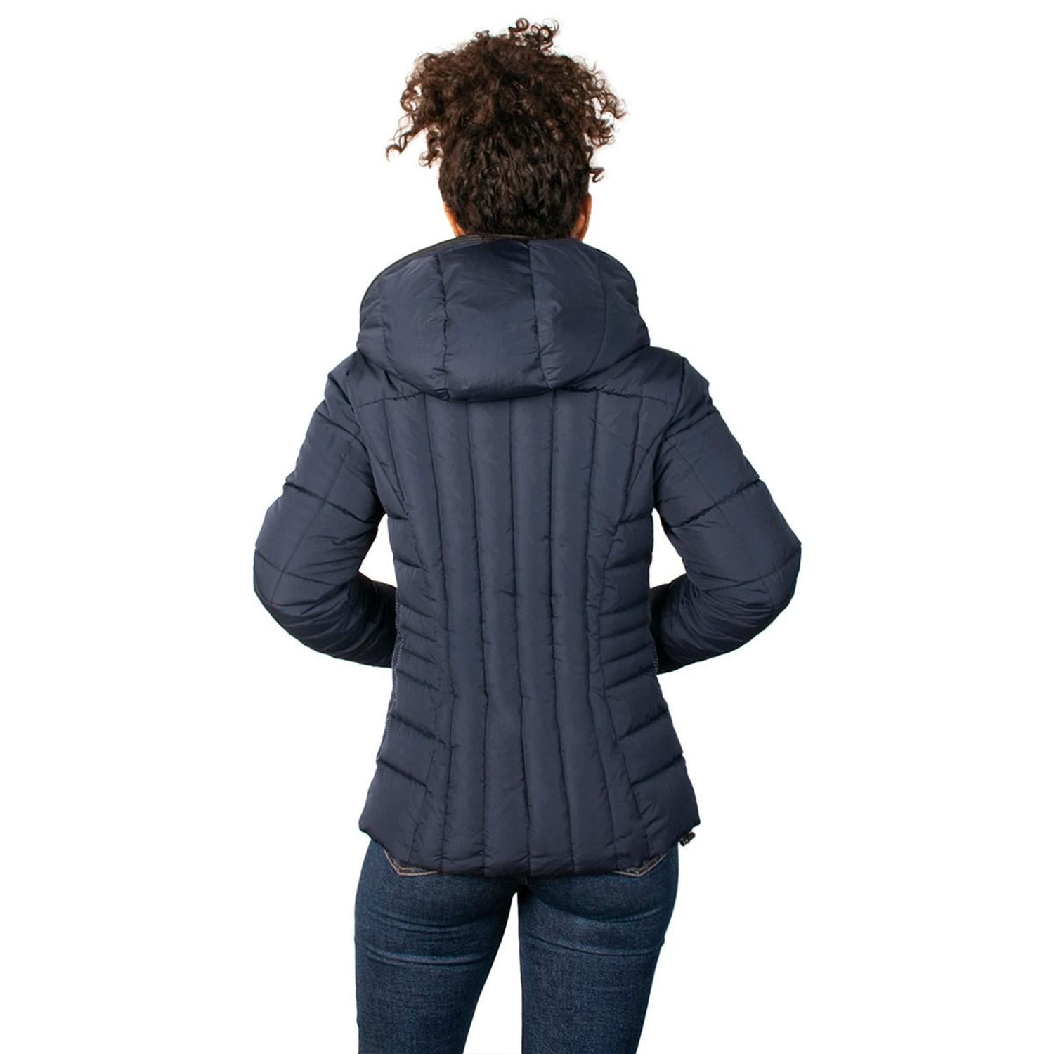 Chamarra capitonada con gorro fijo tipo capucha — Navy
