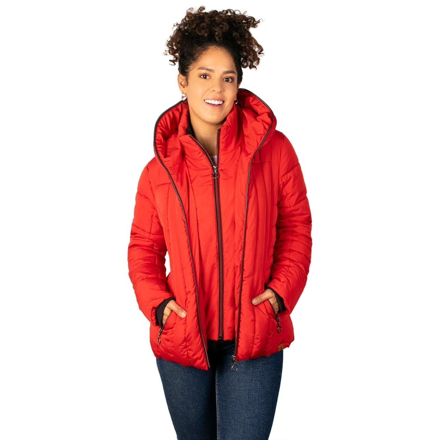 Chamarra capitonada con gorro fijo tipo capucha — Red