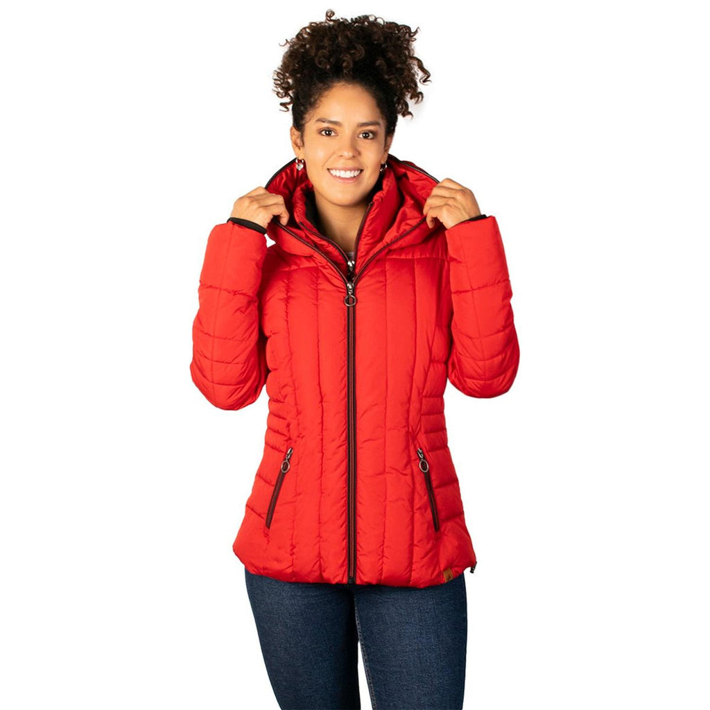 Chamarra capitonada con gorro fijo tipo capucha — Red