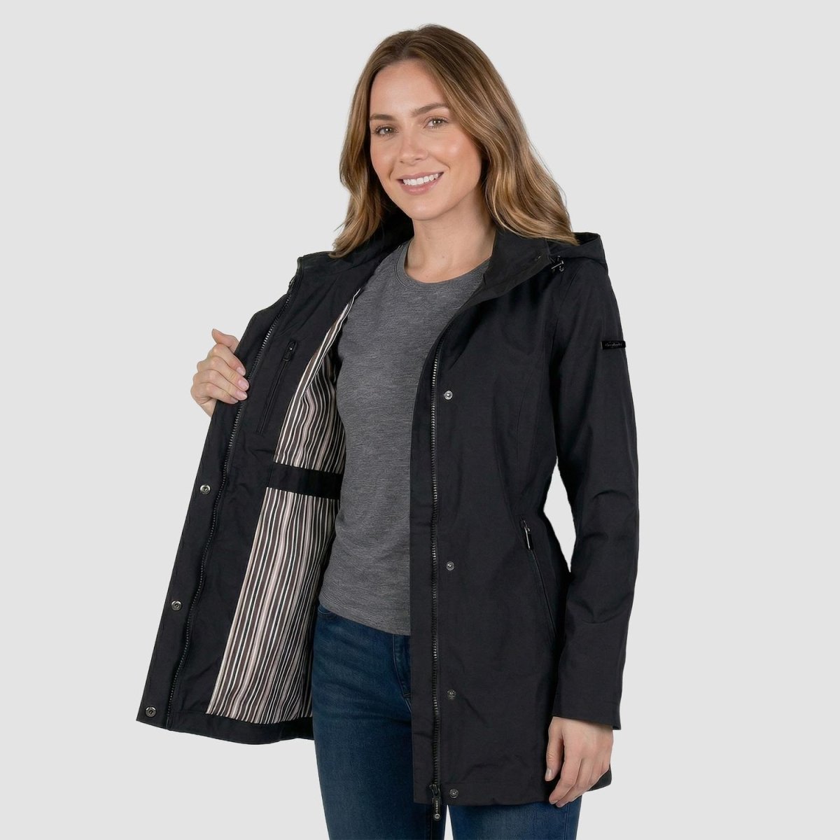 Gabardina softshell con bolsillos — Black