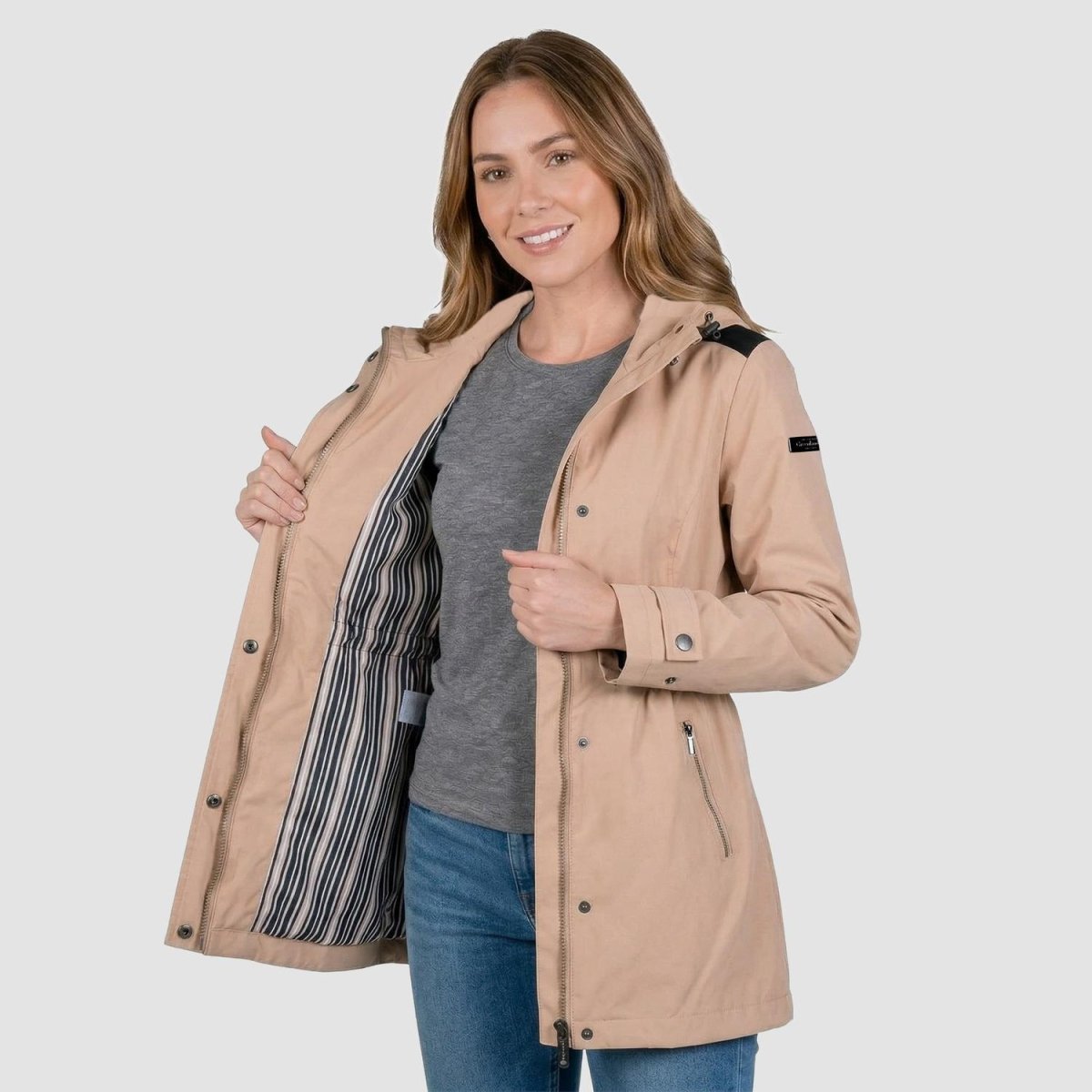 Gabardina softshell con bolsillos — Taupe