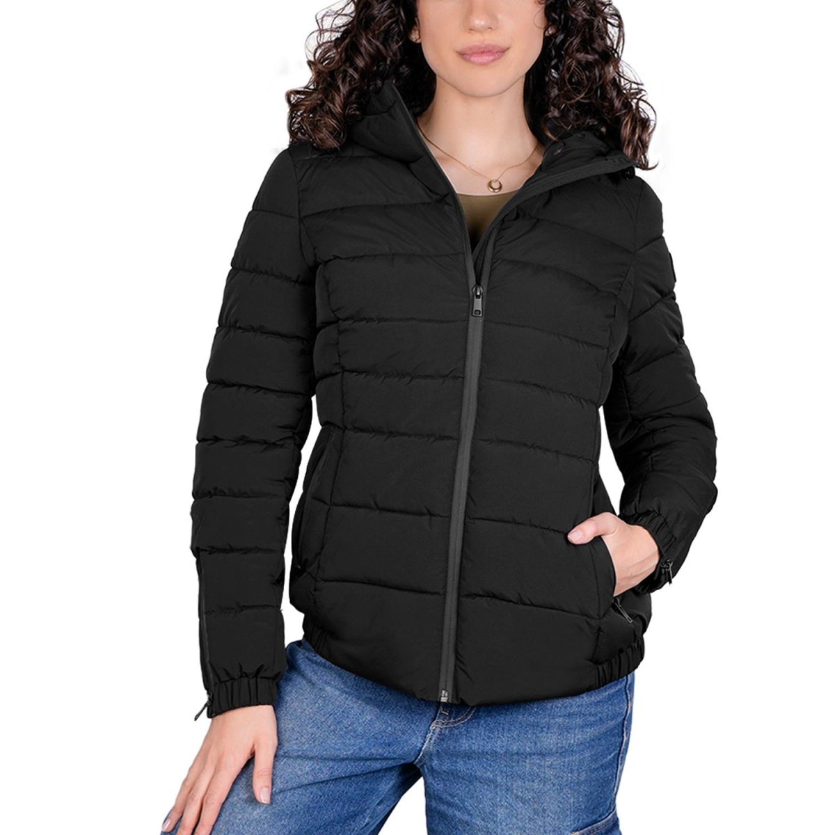 Chamarra capitonada stretch — Black