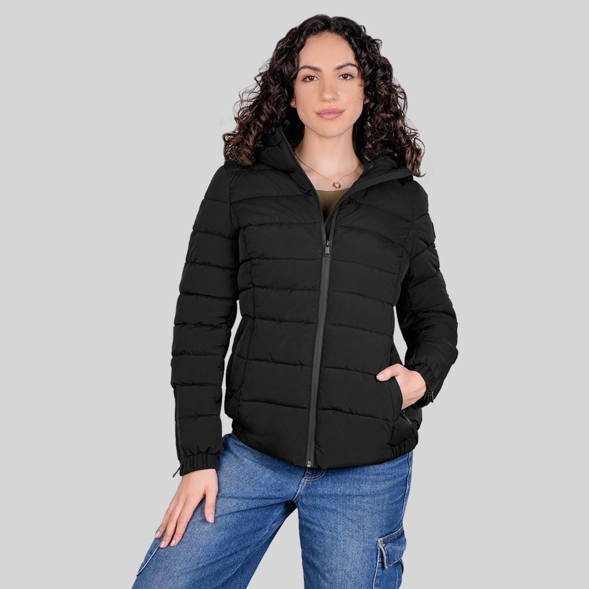 Chamarra capitonada stretch — Black