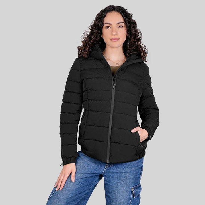 Chamarra capitonada stretch — Black
