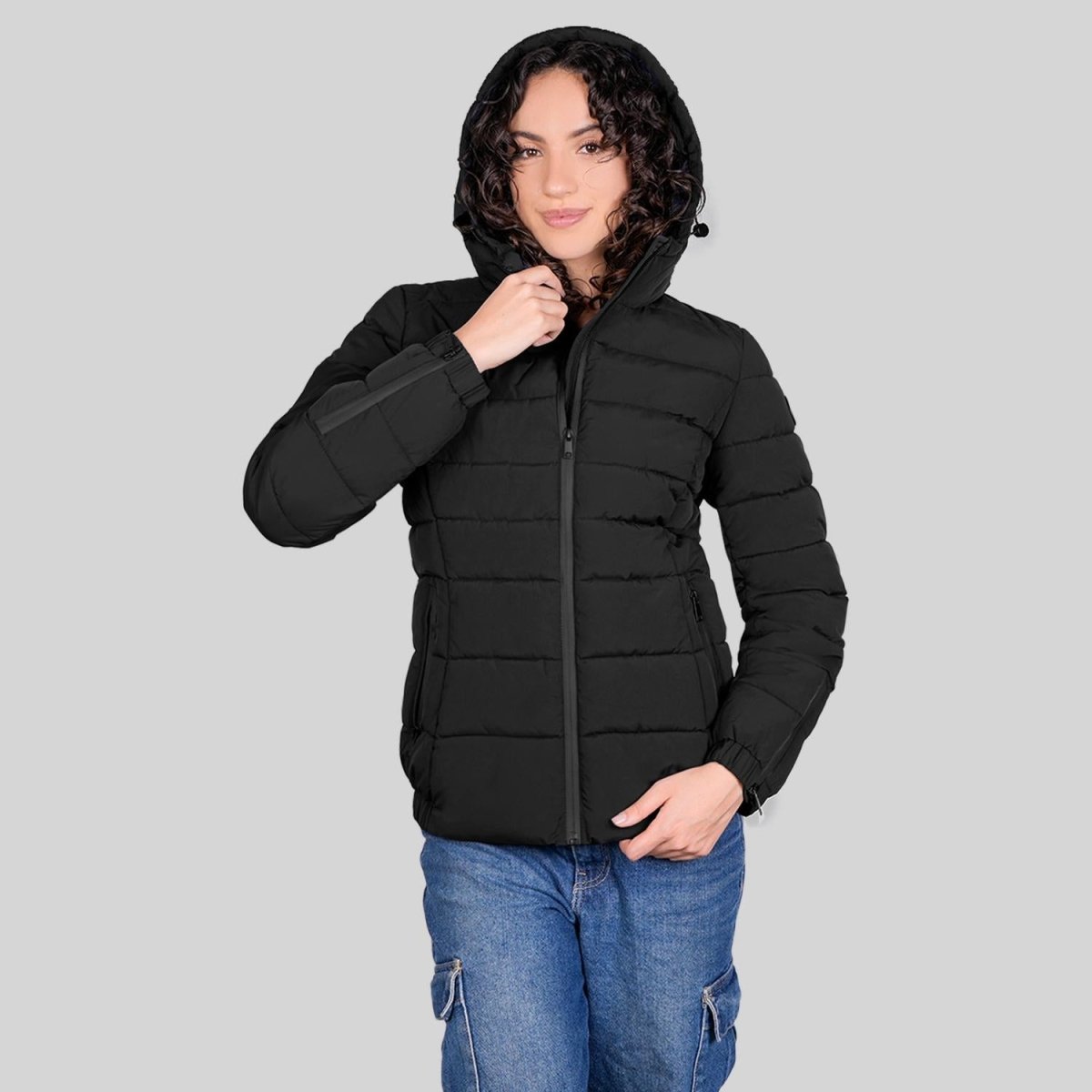 Chamarra capitonada stretch — Black