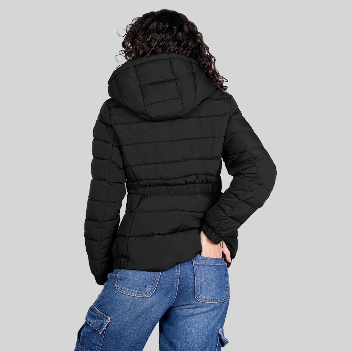 Chamarra capitonada stretch — Black