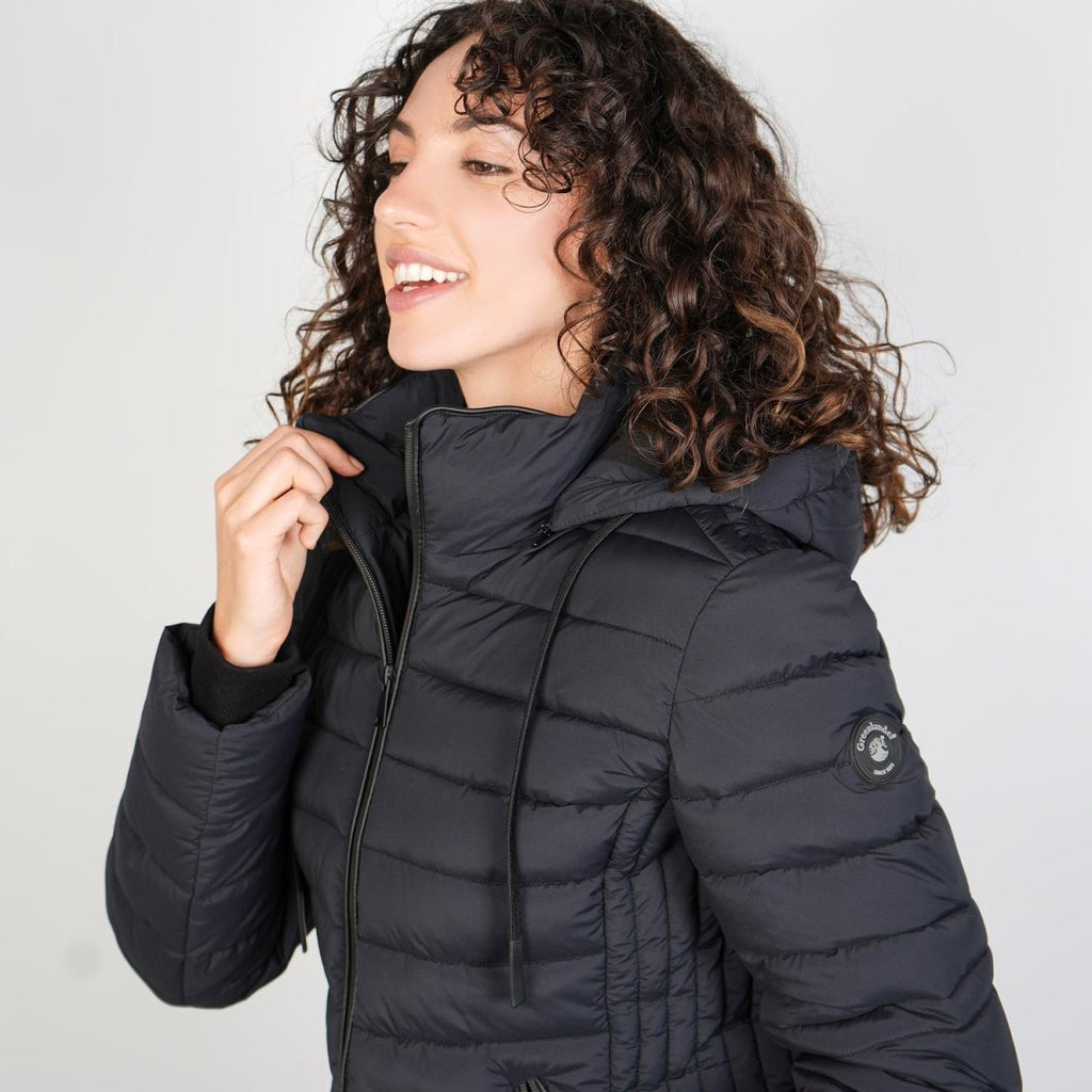 Chamarra capitonada de cuello alto con gorro desmontable — Black
