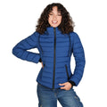 Chamarra capitonada de cuello alto con gorro desmontable — Deep Blue