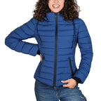 Chamarra capitonada de cuello alto con gorro desmontable — Deep Blue