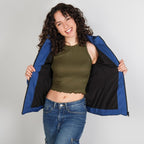Chamarra capitonada de cuello alto con gorro desmontable — Deep Blue
