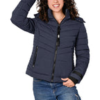 Chamarra capitonada con capucha desmontable — Navy