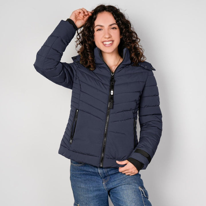 Chamarra capitonada con capucha desmontable — Navy