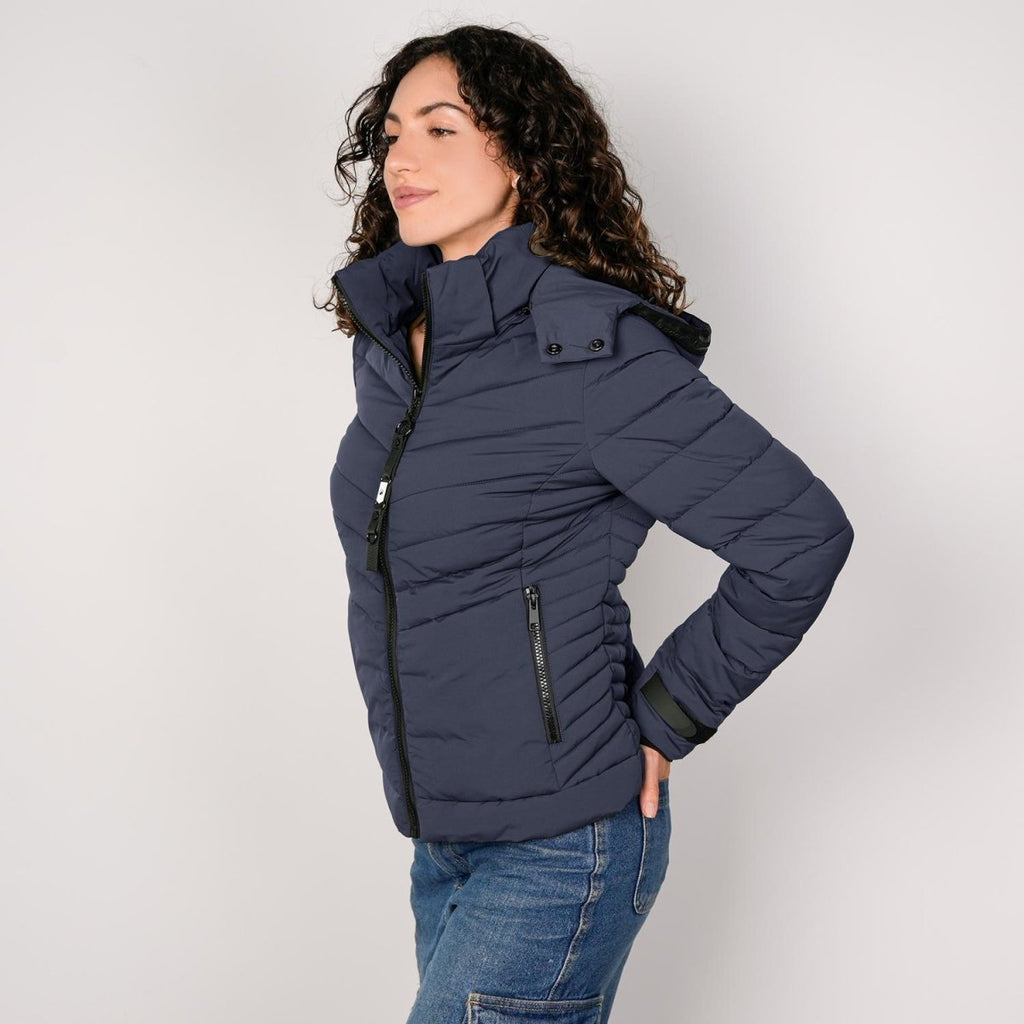 Chamarra capitonada con capucha desmontable — Navy