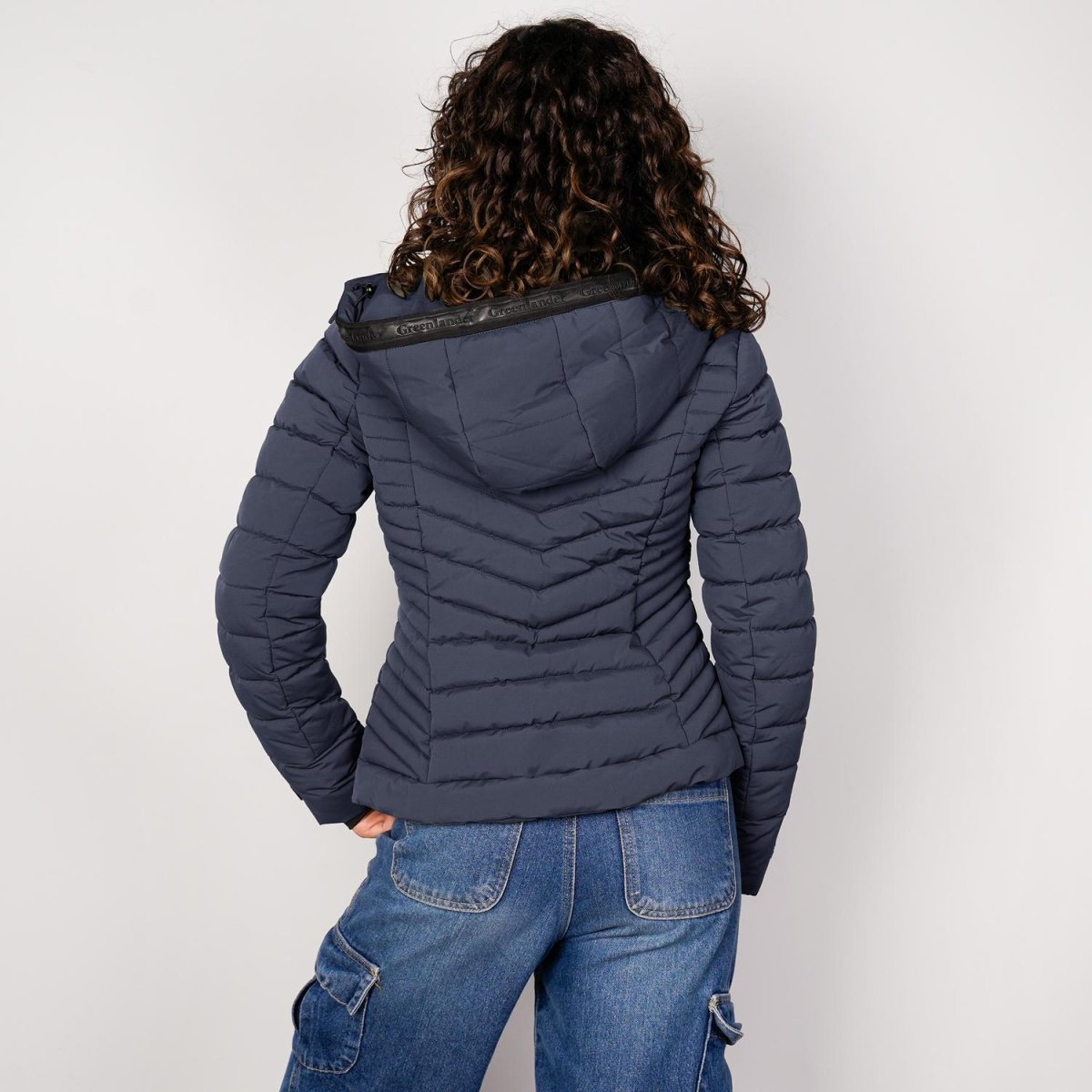 Chamarra capitonada con capucha desmontable — Navy