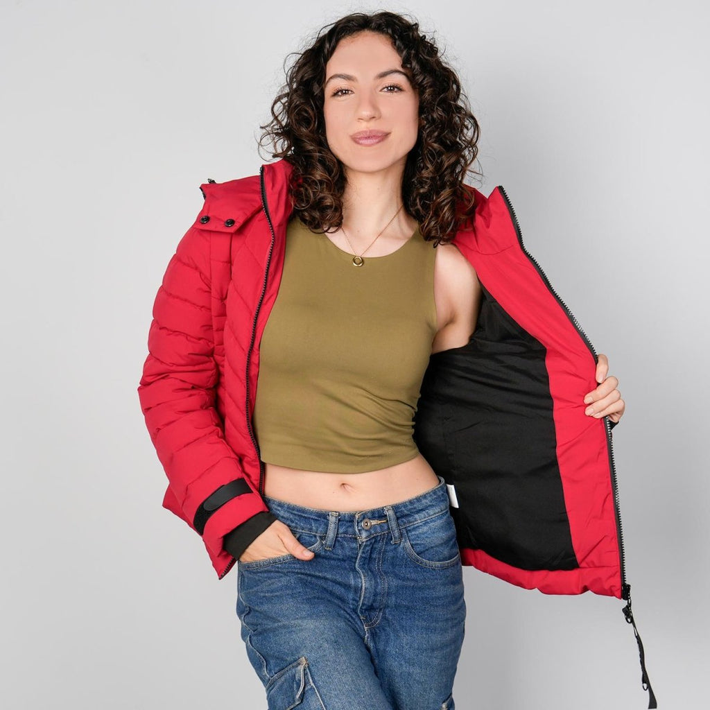 Chamarra capitonada con capucha desmontable — Red