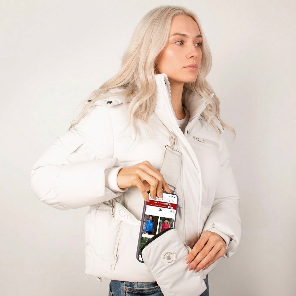 Chamarra corta capitonada con capucha desmontable — Off White