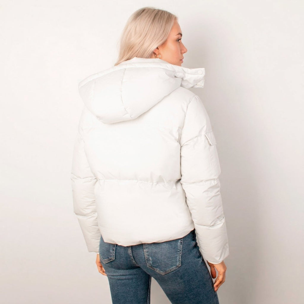Chamarra corta capitonada con capucha desmontable — Off White