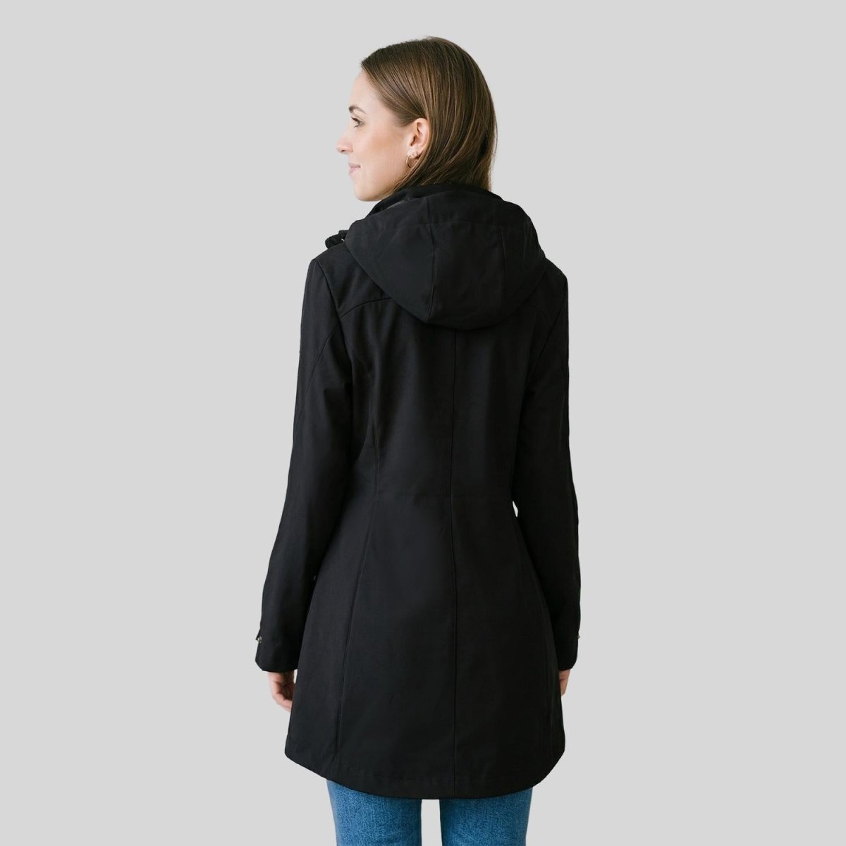 Chamarra larga con gorro desmontable — Black
