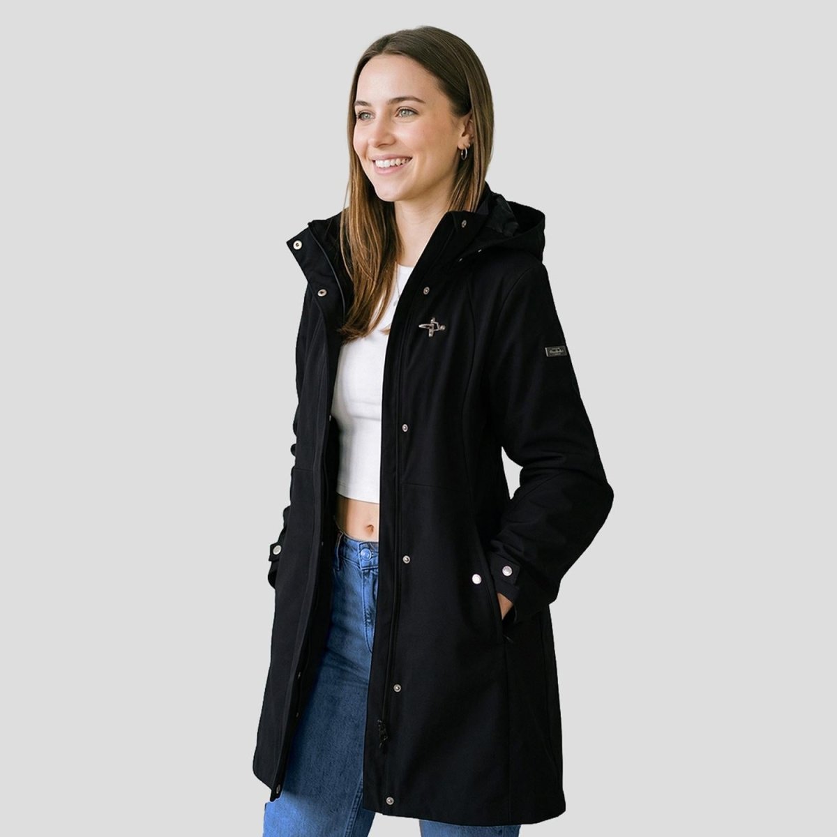 Chamarra larga con gorro desmontable — Black