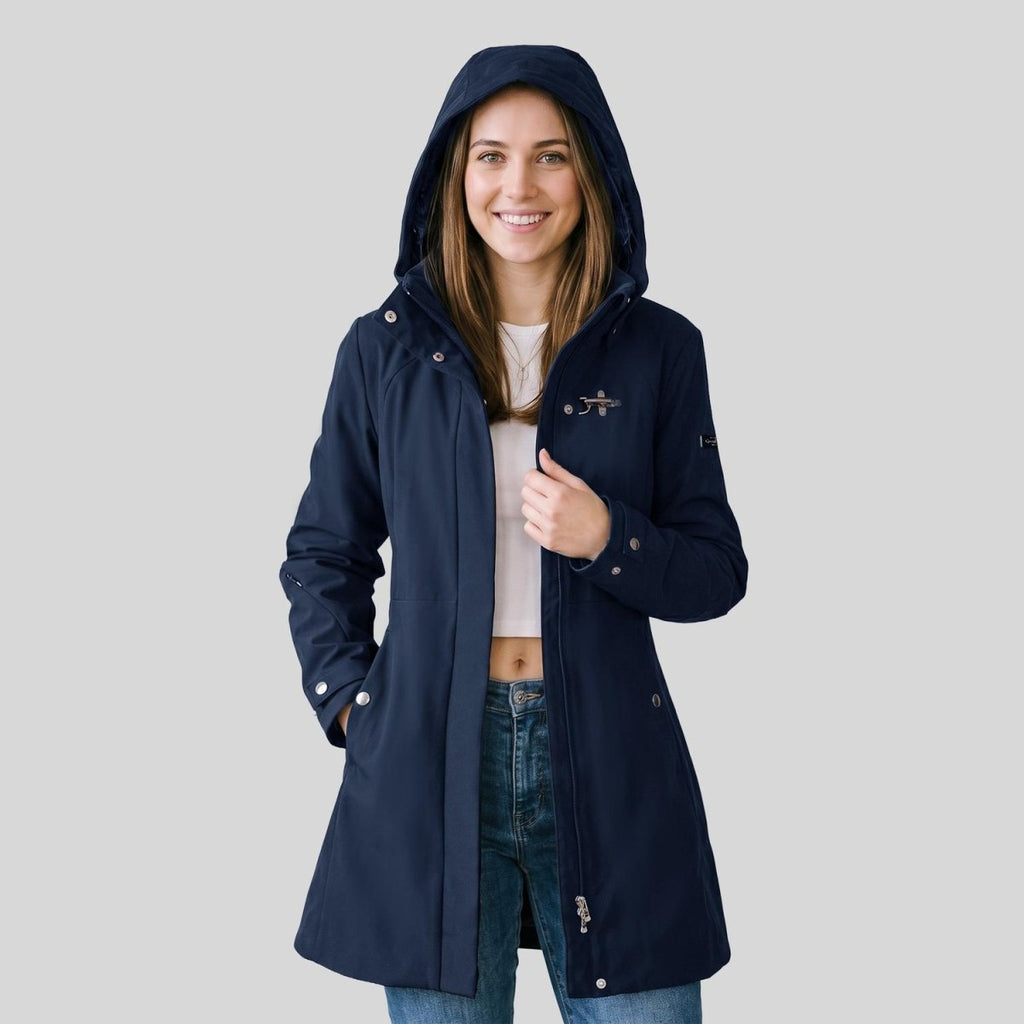 Chamarra larga con gorro desmontable — Navy