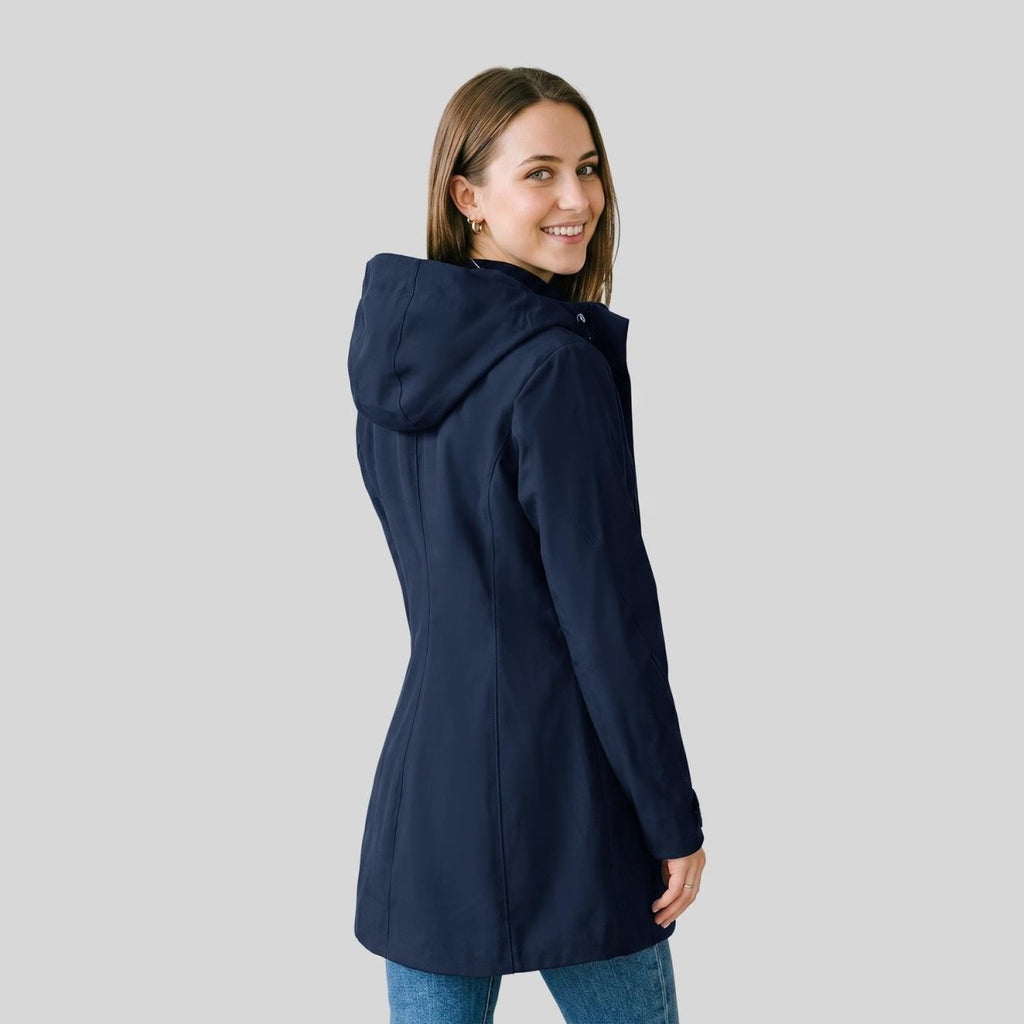 Chamarra larga con gorro desmontable — Navy