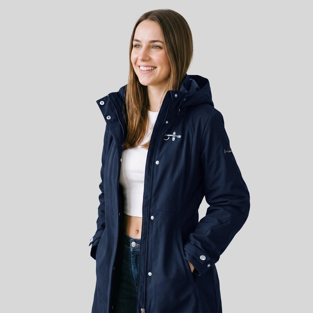 Chamarra larga con gorro desmontable — Navy
