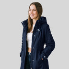 Chamarra larga con gorro desmontable — Navy